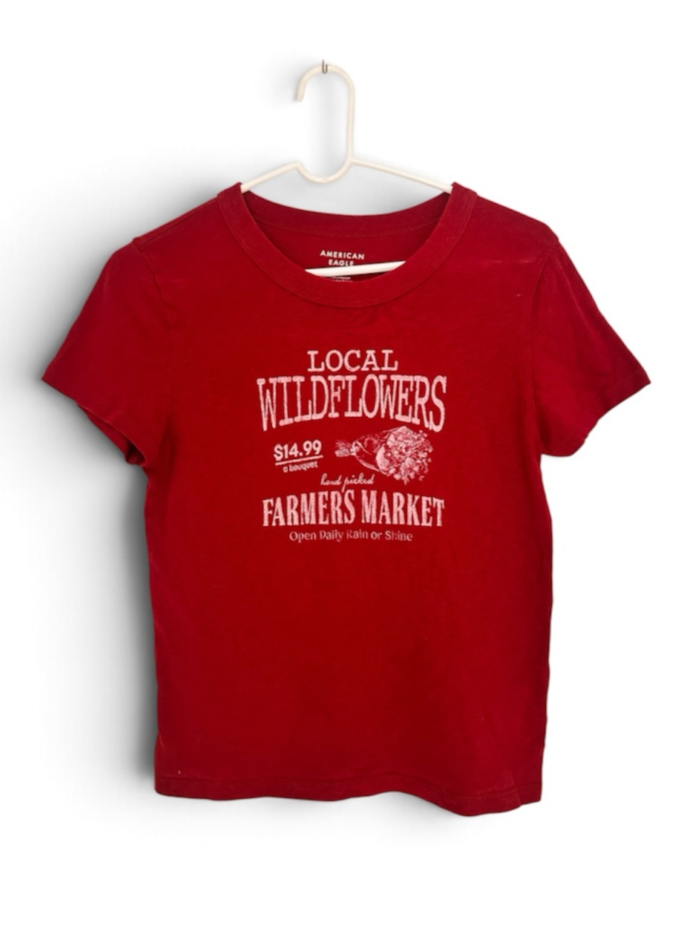 American Eagle Outfitters Girls' Red 'Local Wildflowers' Graphic Tee